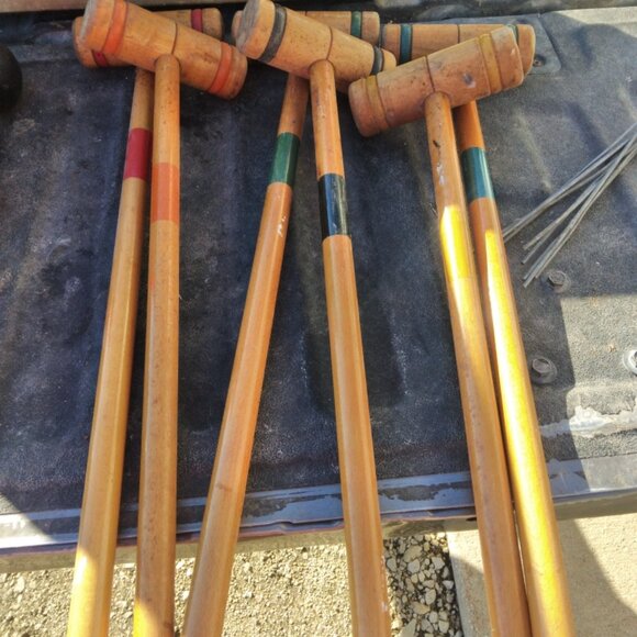 Vintage Wood Croquet Set - South Bend Toy Company - Nice 6 Player Croquet Set - Picture 1 of 6